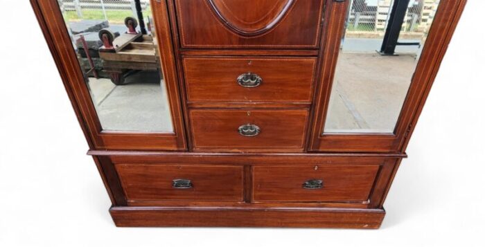 antique edwardian inlaid mahogany bedroom armoire wardrobe compactum c1900 7764