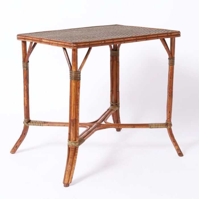 antique french bamboo and rattan bistro table 0148