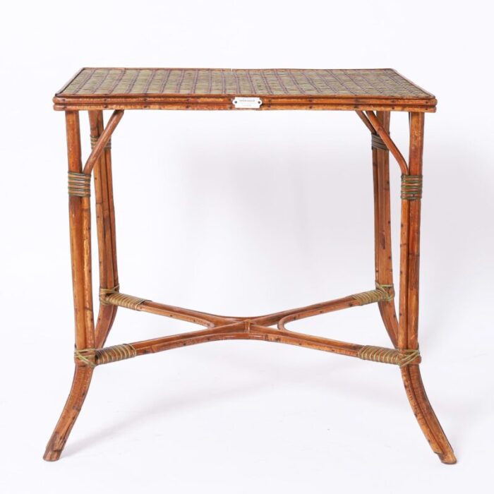 antique french bamboo and rattan bistro table 0943