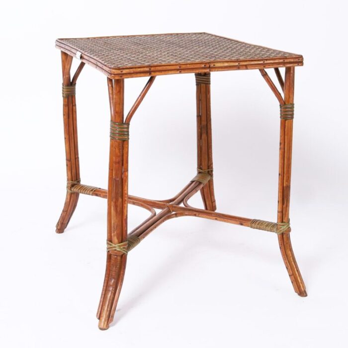 antique french bamboo and rattan bistro table 6024