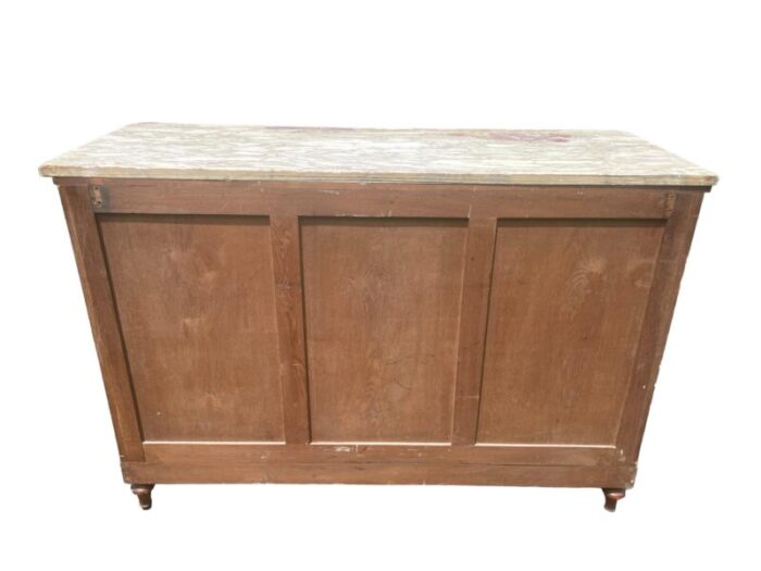 antique french credenza server burlwood with inlaid marble top and bronze mounts 1920s 5059