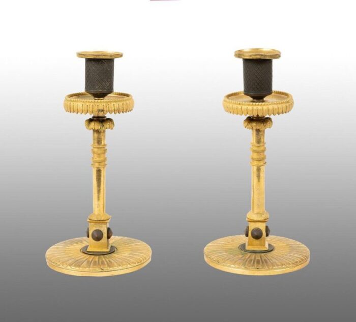 antique french napoleon iii candlesticks in gilded bronze 19th century set of 2 1