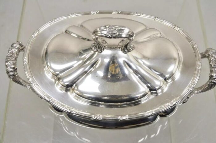 antique gorham 01121 1904 victorian silverplate lidded soup tureen 0577