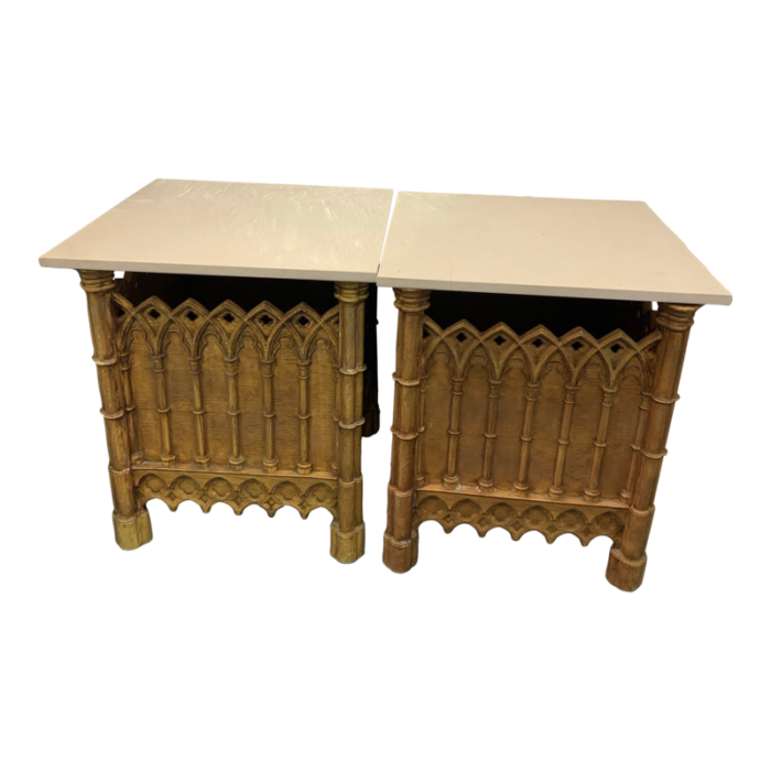 antique gothic side tables set of 2 4521