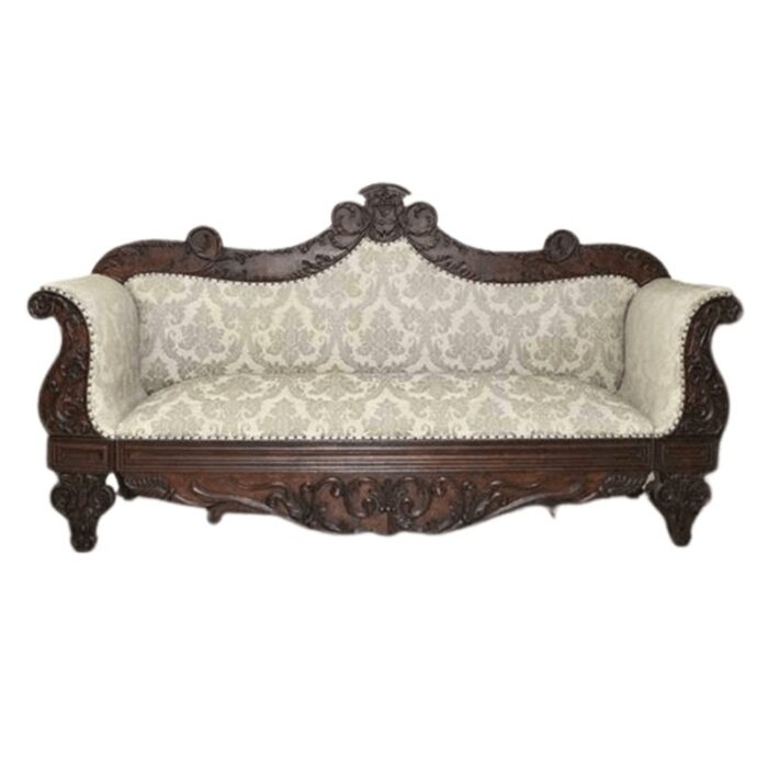 antique hand carved walnut sofa 1800s 2769