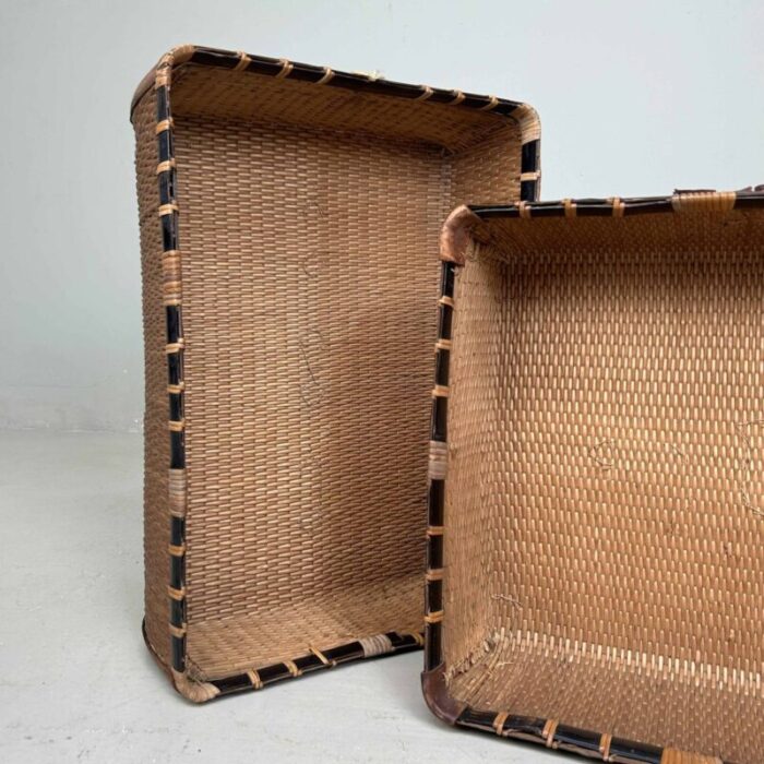 antique japanese wicker travel basket 1890s 5