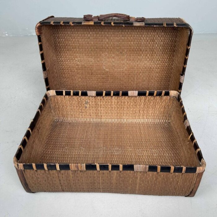 antique japanese wicker travel basket 1890s 6