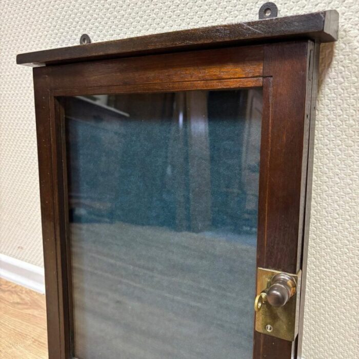 antique key box in dark oak brass 7