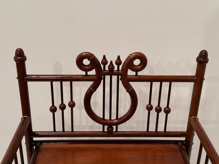 antique mahogany book shelf with lyre motif 2145