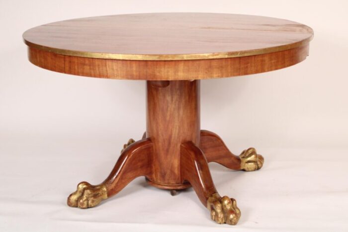 antique mahogany dining room center table with gilt highlights 9108