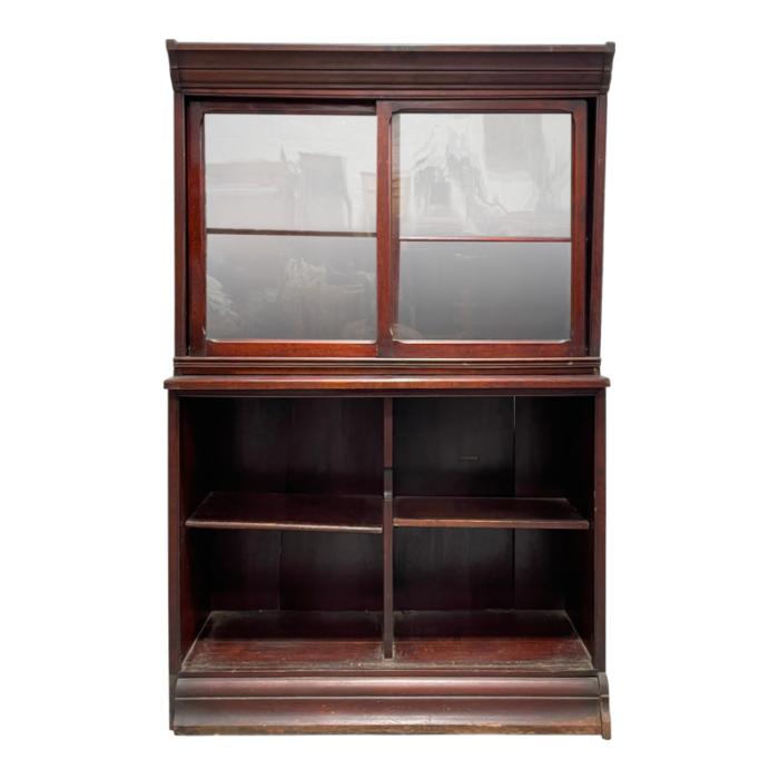 antique oak bookcase china cabinet by danner furniture c 1910s 7927