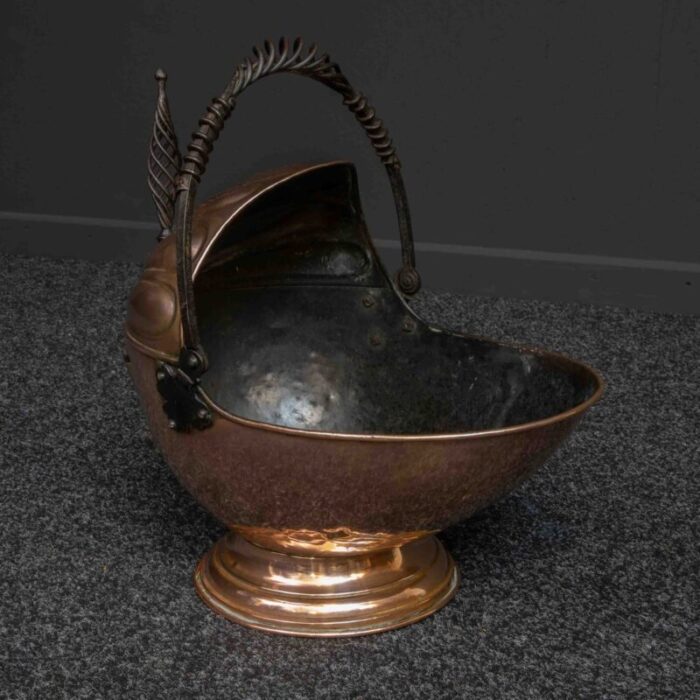 antique victorian copper helmet coal bucket 1