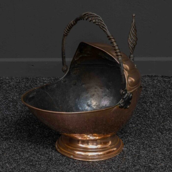 antique victorian copper helmet coal bucket 13