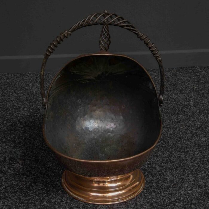 antique victorian copper helmet coal bucket 4