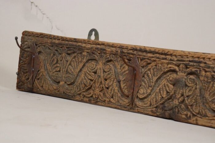 antique wood handcarved wall coat rack 1890s 5