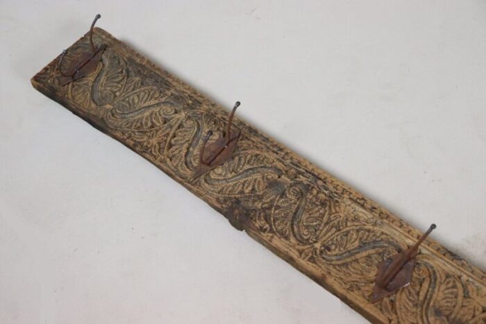 antique wood handcarved wall coat rack 1890s 8