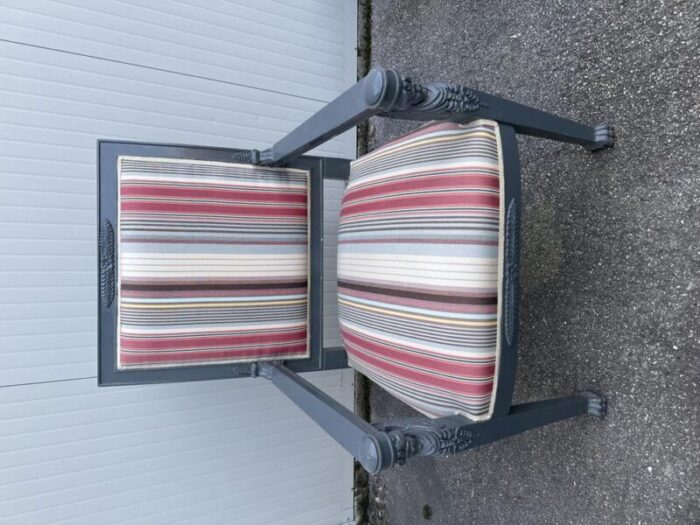 armchair in gray lacquered wood and striped rubelli fabric 2046