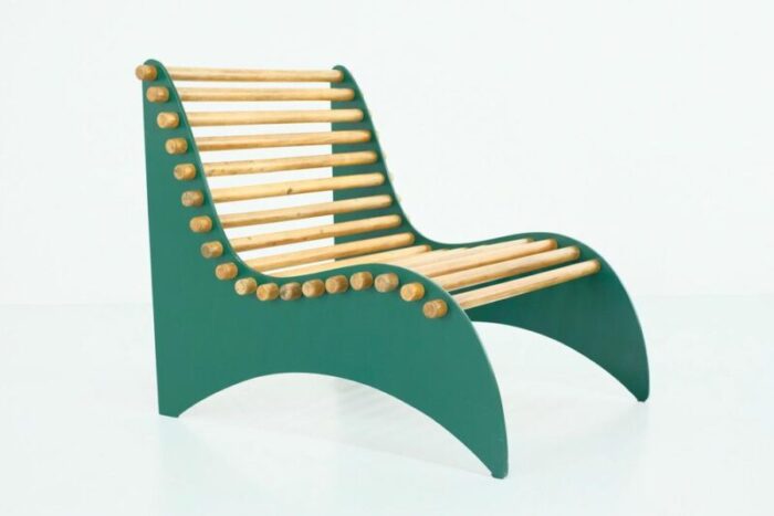 armchair in green wood italy 1960s 4899