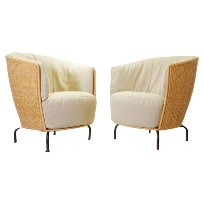 armchairs attributed to thibault desombre for cinna set of 2 4467