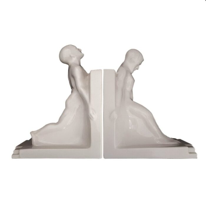 art deco bookends by godefridus boonekamp for plateelbakkerij schoonhoven 1930s set of 2 1