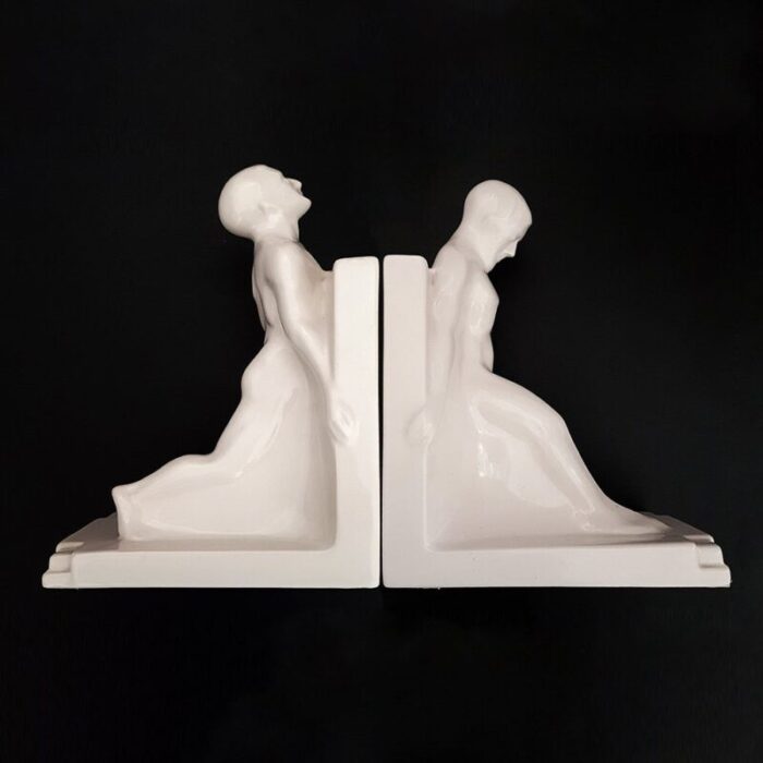 art deco bookends by godefridus boonekamp for plateelbakkerij schoonhoven 1930s set of 2 8