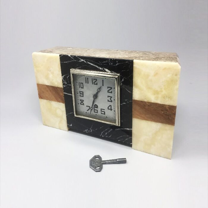 art deco french marble clock from manufrance 1930s 4