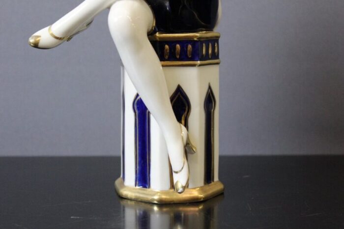 art deco mandolin player in porcelain from royal dux 1930s 7