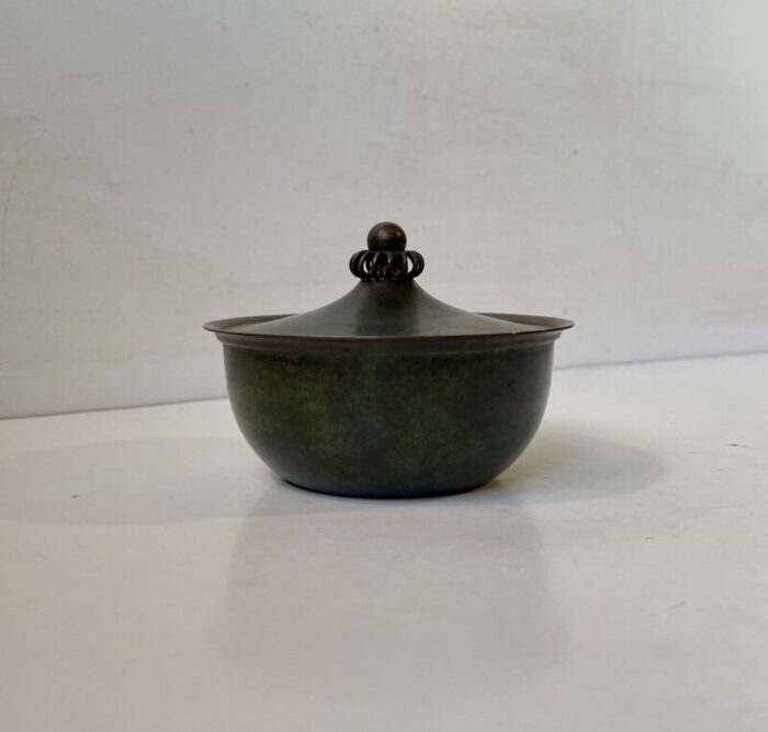 art deco trinket jar in bronze by just andersen 1930s 1