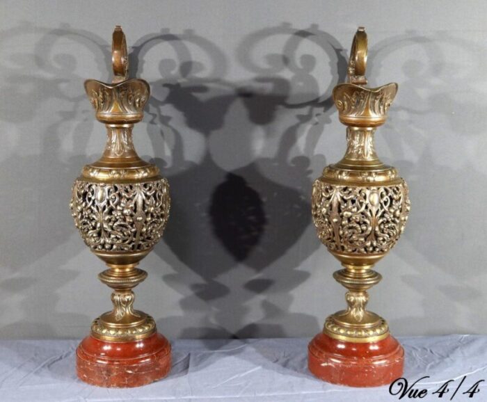 art nouveau bronze ewers 1910 set of 2 26