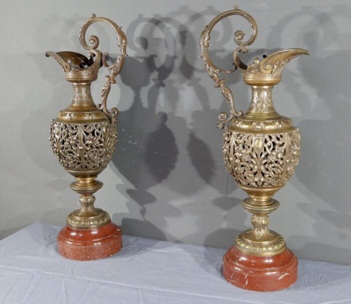 art nouveau bronze ewers 1910 set of 2 3