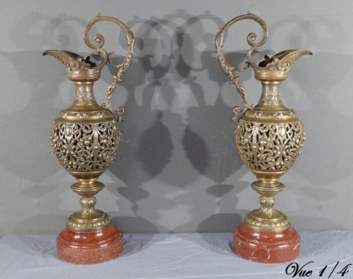 art nouveau bronze ewers 1910 set of 2 4