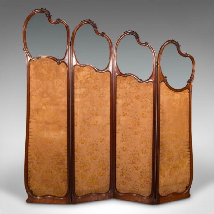 art nouveau french walnut and glass screen 1890s 1