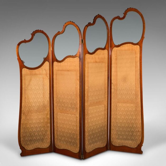 art nouveau french walnut and glass screen 1890s 3