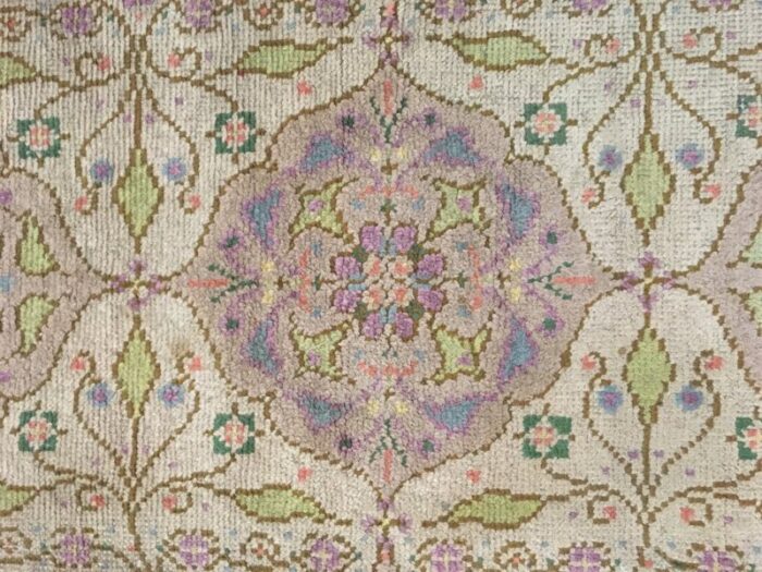 art nouveau hand knotted rug with floral design 2