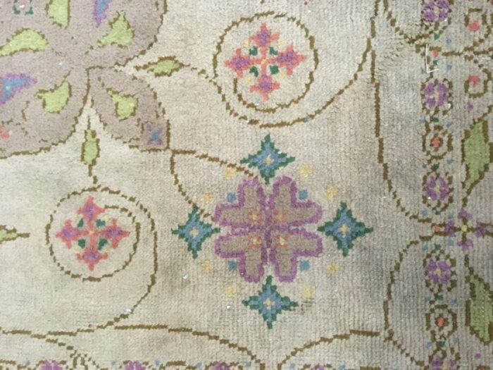 art nouveau hand knotted rug with floral design 4