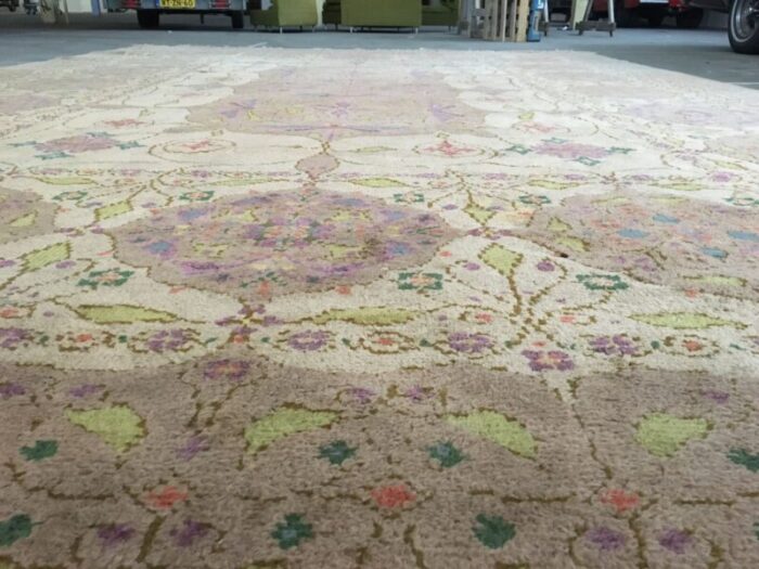 art nouveau hand knotted rug with floral design 8