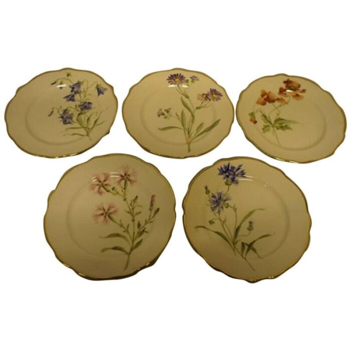 art nouveau hand painted different flower plates from roerstrand set of 11 1