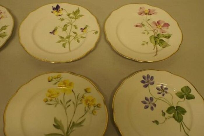 art nouveau hand painted different flower plates from roerstrand set of 11 2