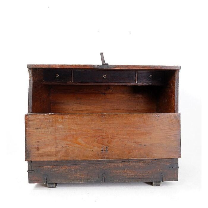 asian wooden chest with decorative fittings 1528