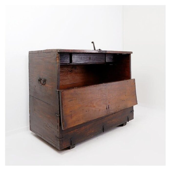 asian wooden chest with decorative fittings 1989