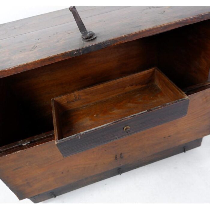 asian wooden chest with decorative fittings 2307