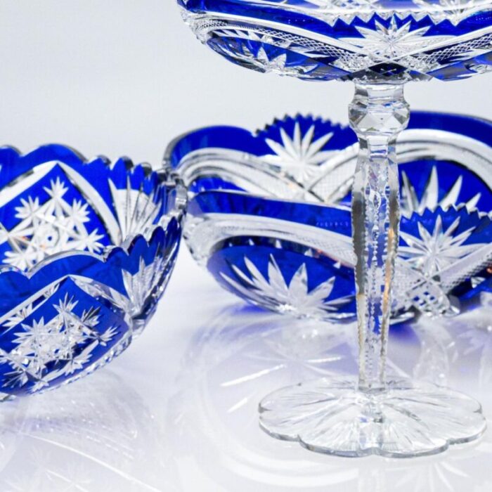 baccarat bowls in deep blue crystal france 1935 set of 3 5