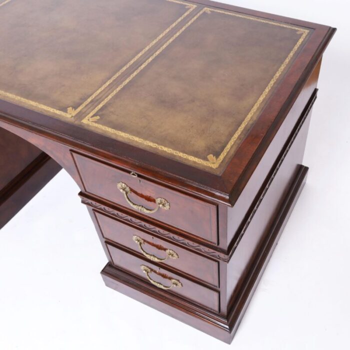 baker vintage georgian style leather top desk 4985