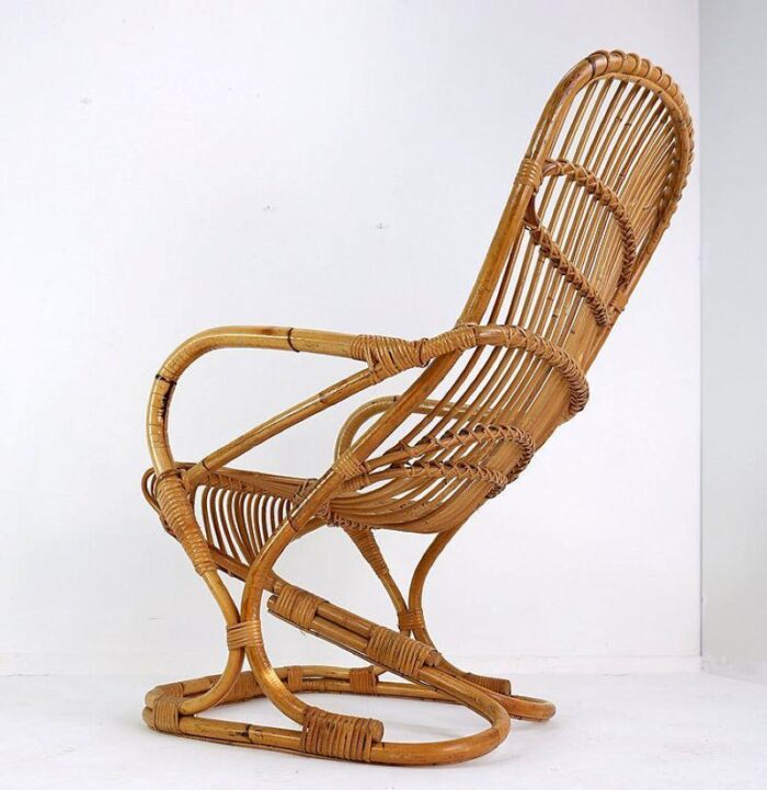 bamboo armchair by tito agnoli 1960s 5432 scaled