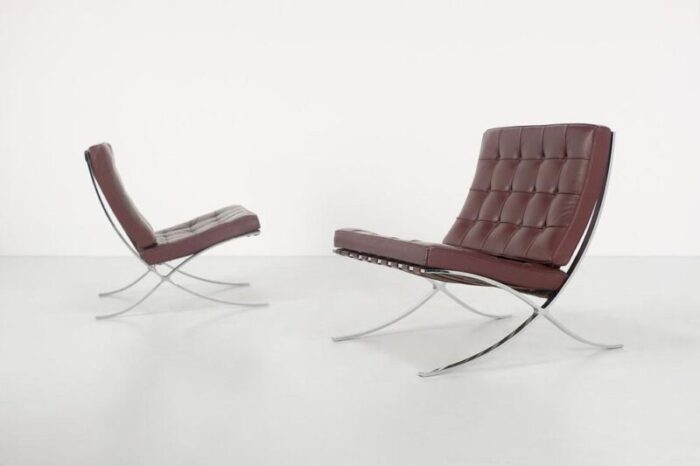 barcelona armchairs by ludwig mies van der rohe for knoll 1929 set of 2 6233