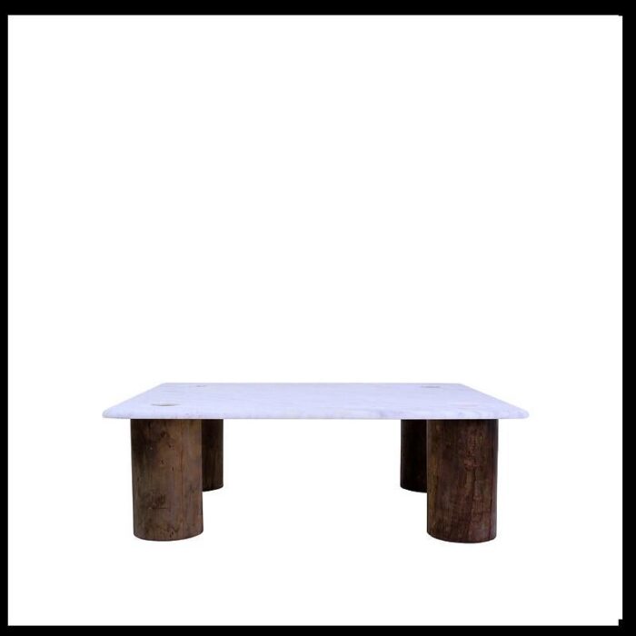 belgian coffee table in marble and teak wood 0912