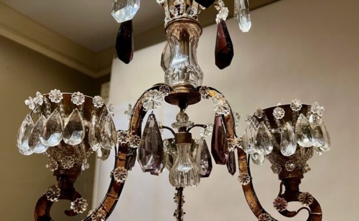 belle epoque louis xv style 9 light gilt iron and crystal chandelier france circa1875 3438