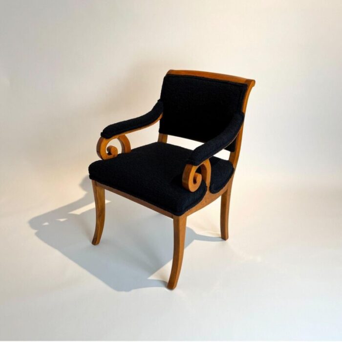 biedermeier armchair solid beech black boucle south germany circa 1830 0061