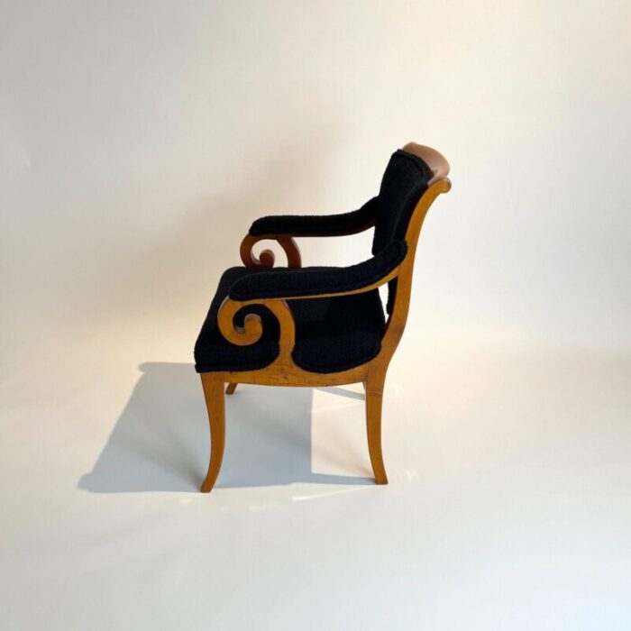 biedermeier armchair solid beech black boucle south germany circa 1830 0557