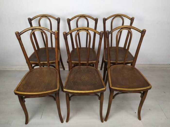 bistro chairs by michael thonet for thonet 1890s set of 6 0222